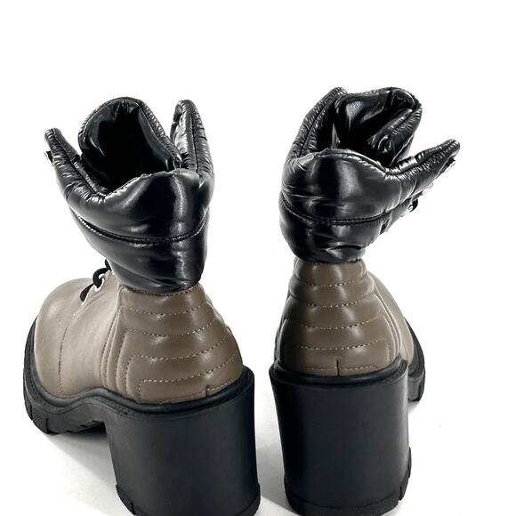 Marc Fisher Velima Heel Boots 11 Green Black NWOT Ankle Booties Combat Moto Lace - Picture 5 of 7